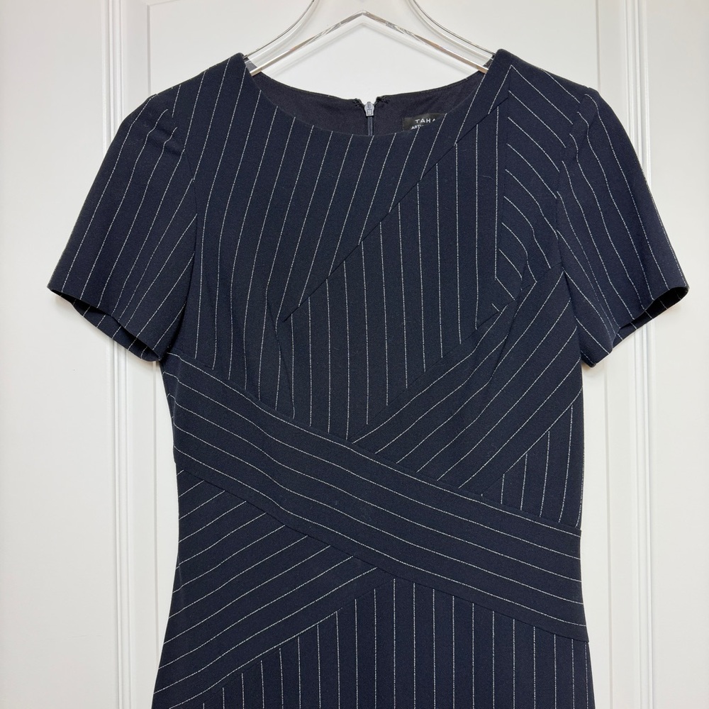 Tahari Arthur S. Levine Navy Pinstripe Sheath Dress Size 4